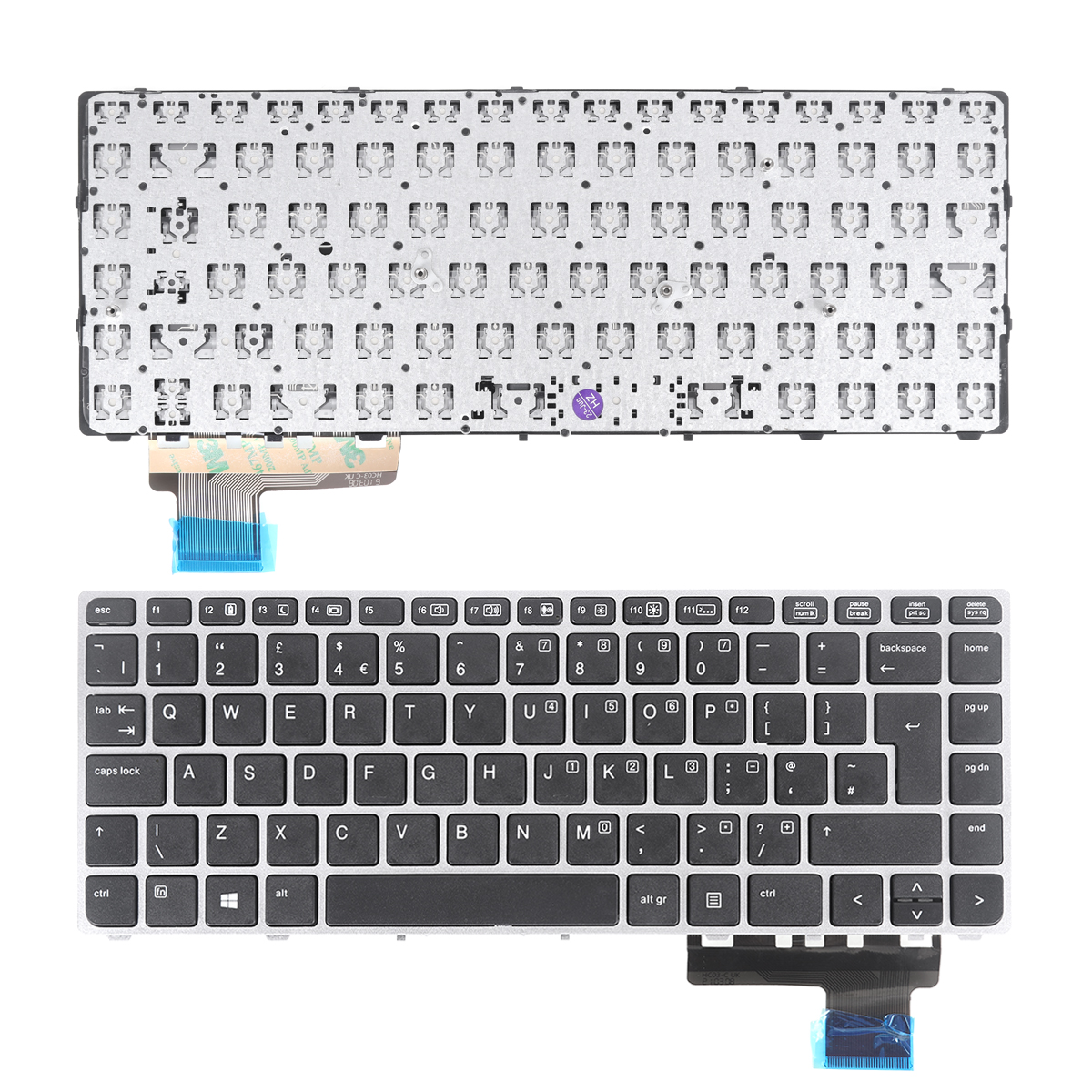 Picture of New Replacement Laptop Keyboard For HP EliteBook Folio 9470m SILVER FRAME BLACK (without foil without backlit win8)	 Uk Layout